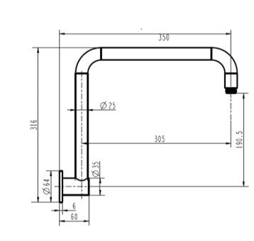 High Rise Round Shower Arm