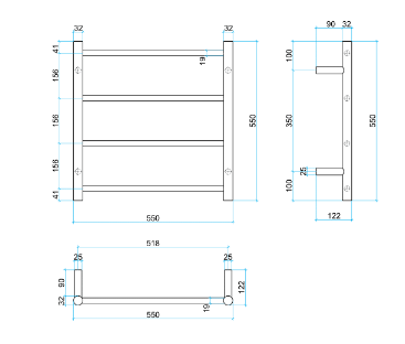 TG Round Heated towel Rail 600