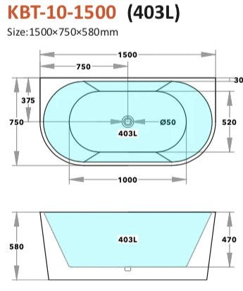 Elivia BTW Free Standing Bathtub with Overflow