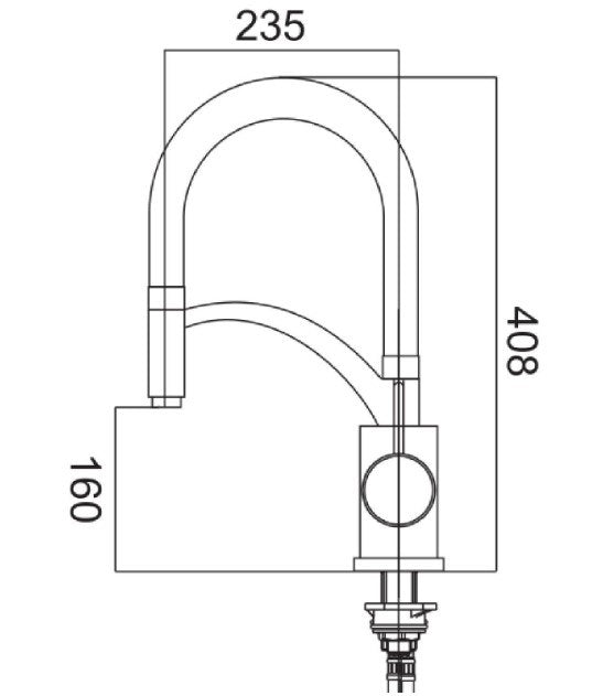 Brass Pull Down Rubber Spout Kitchen Mixer