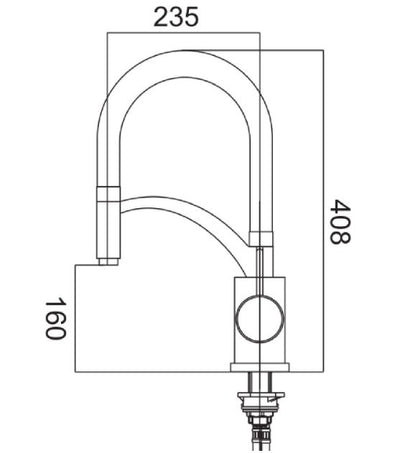 Brass Pull Down Rubber Spout Kitchen Mixer