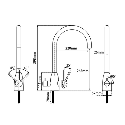 AP 3F Swivel Spout Kitchen Mixer