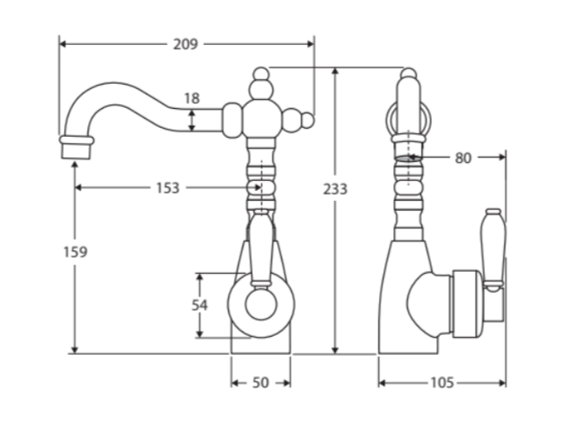 Eleanor Ceramic Crook Basin Mixer