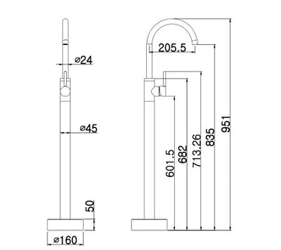 Cioso Floor Standing Bath Spout
