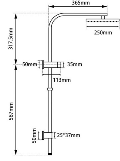 AQP 10" Square Shower Station Top Inlet