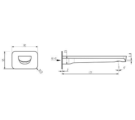 Akemi Bath Spout Rectangular Back Plate 180