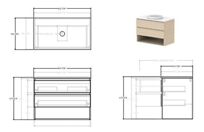 Glacier Twin Full Depth Shelf Vanity Unit 900