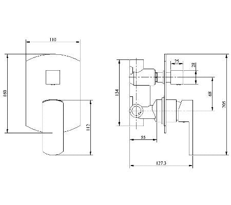 Konti Wall Mixer with Diverter