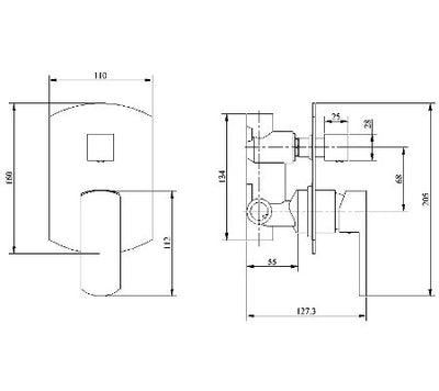 Konti Wall Mixer with Diverter