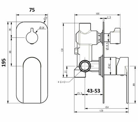 Kiato Wall Mixer with Diverter