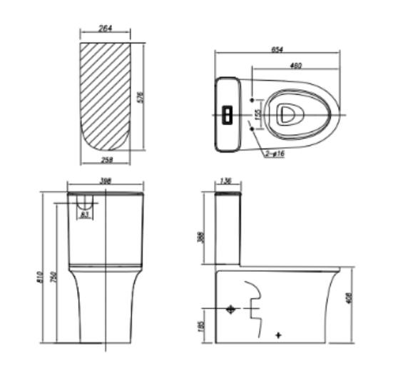 Arrow Armino Antibacterial Glazed Rimless Toilet Suite