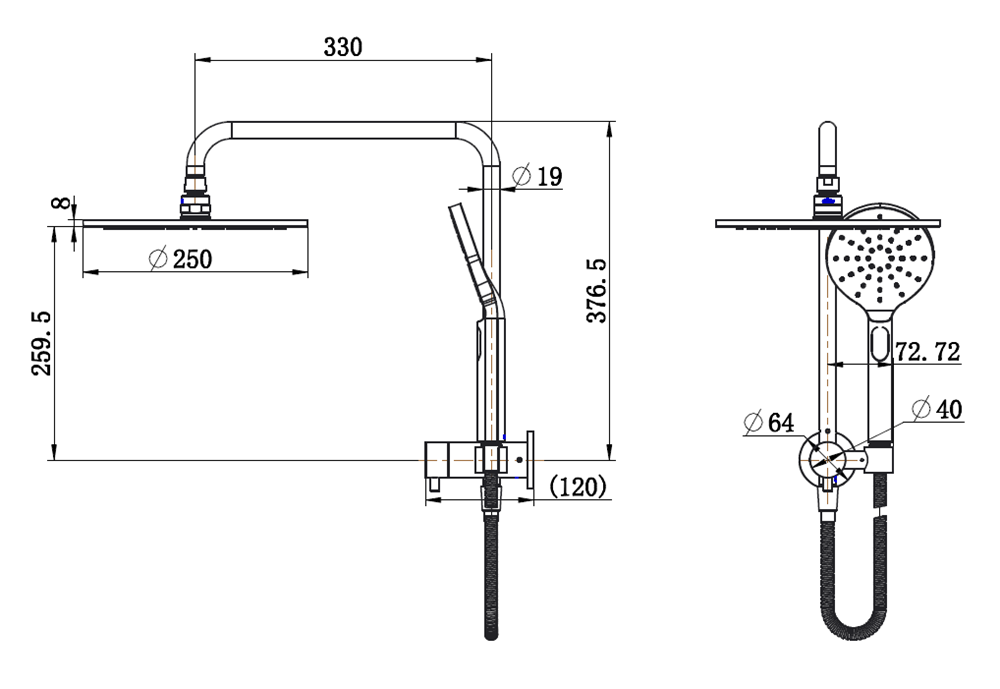 Star Compact Half Shower Column Set