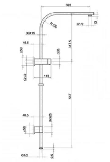 AQP 8" Square Shower Station Top Inlet