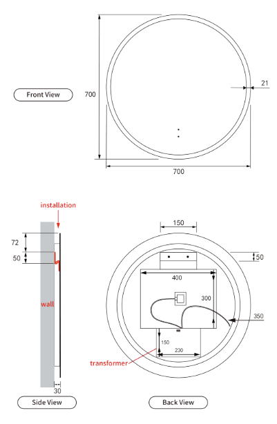 Windsor Round Mirror 700