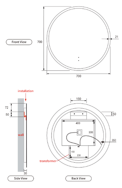 Windsor Round Mirror 700