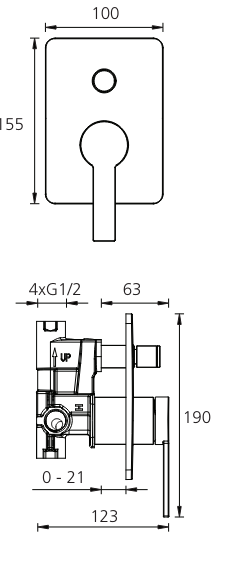 Barcelona Wall Mixer with Diverter