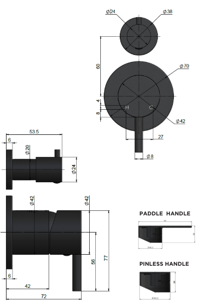 ME Round Wall Mixer with Diverter