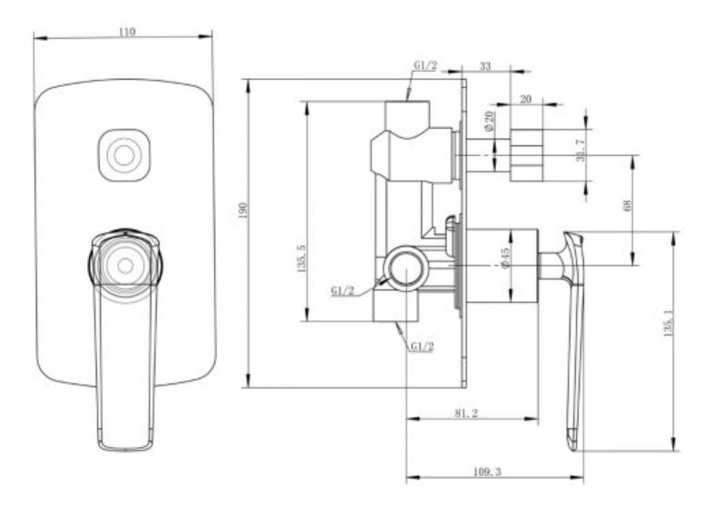 Esperia Wall Mixer with Diverter