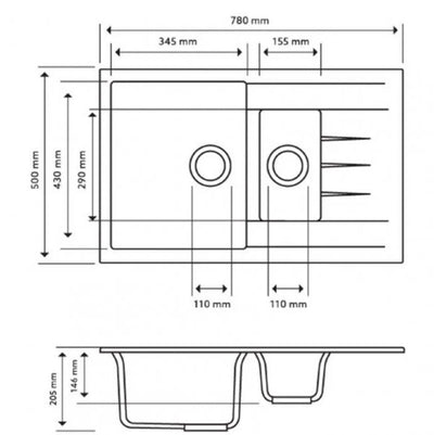 Carysil Mozart and 1 and 1/4 Kitchen Sink 800