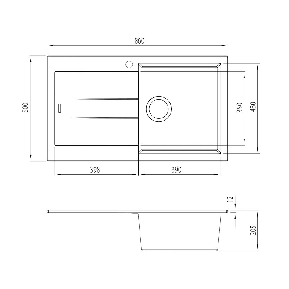 Santorini Single Bowl Topmount Kitchen Sink with Drainer