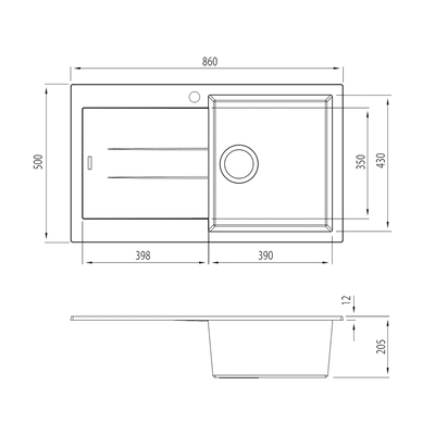 Santorini Single Bowl Topmount Kitchen Sink with Drainer