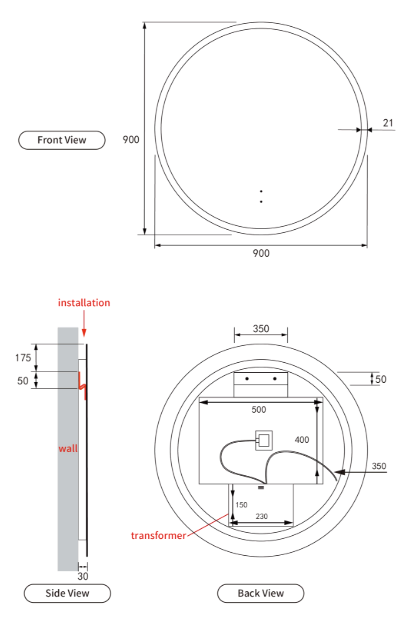 Windsor Round Mirror 900