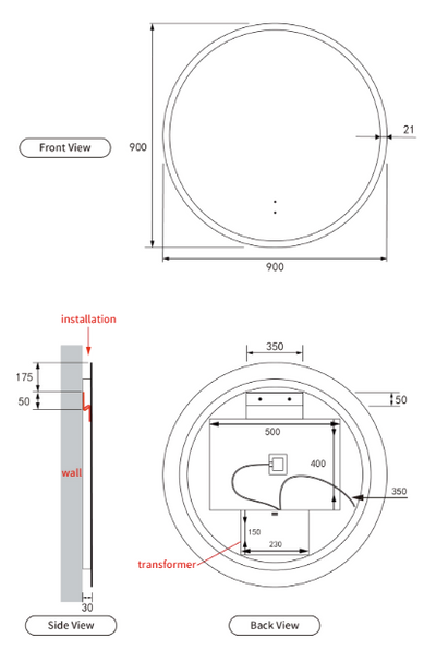 Windsor Round Mirror 900