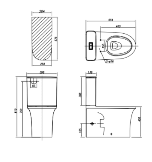 Arrow Armino Antibacterial Glazed Rimless Toilet Cistern Only