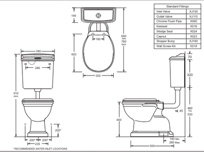 Colonial Feature Toilet Suite S Trap Chrome (White Seat)