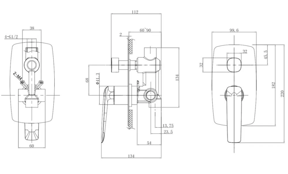 Bellino Wall Mixer with Diverter