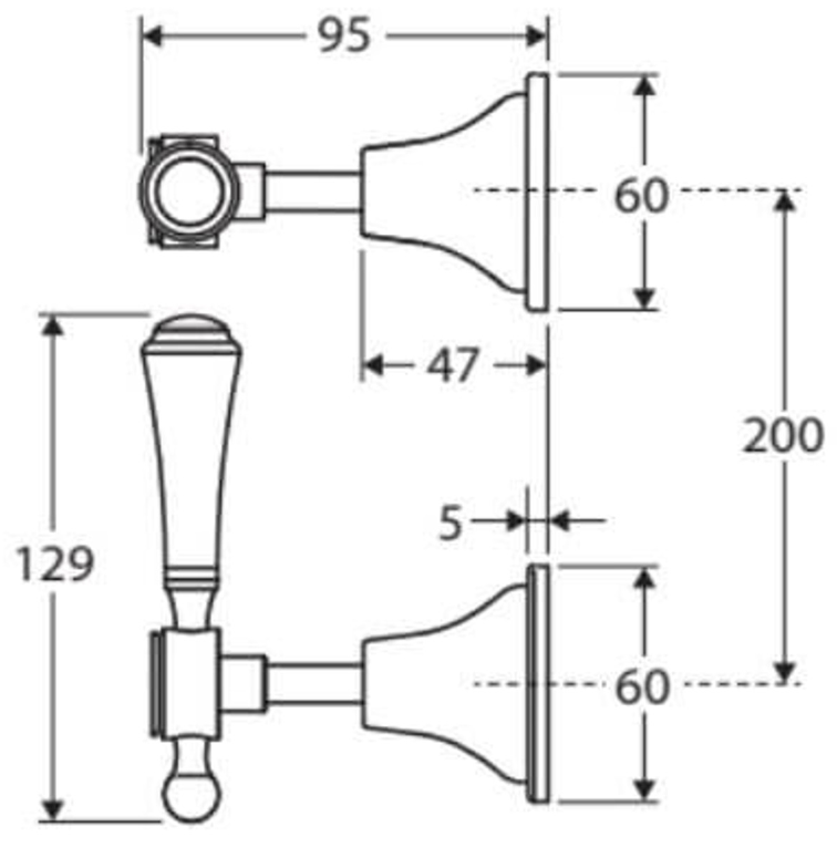 Federation Wall Top Assemblies With Porcelain Lever Handles