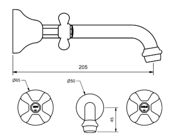 Merino Cross Wall Mixer Basin Set Jumper Valve 4S