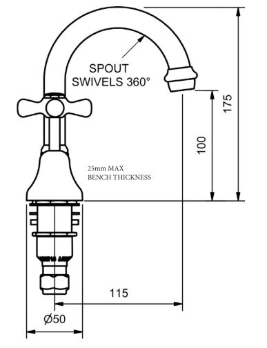 Merino Cross Swivel Spout Basin Set