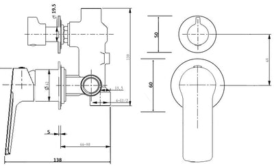 Akemi Wall Mixer Diverter Separate Plate