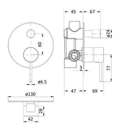 Hali Wall Mixer with Diverter