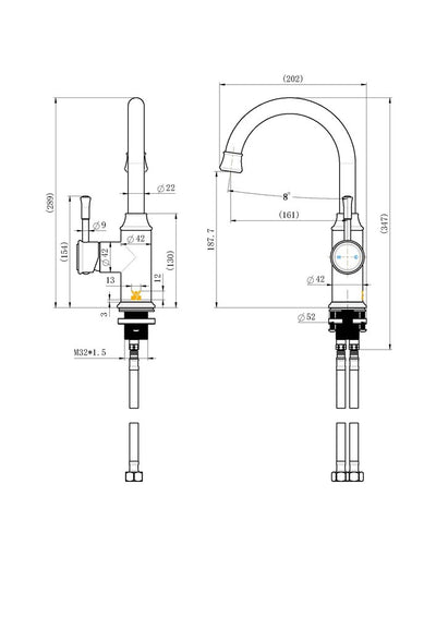 Montpellier Gooseneck High Rise Basin Mixer