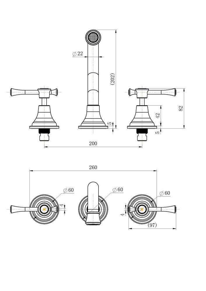 Montpellier Wall Mixer Set