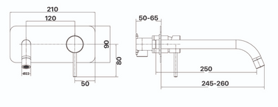 Anise Wall Mixer with Spout 250