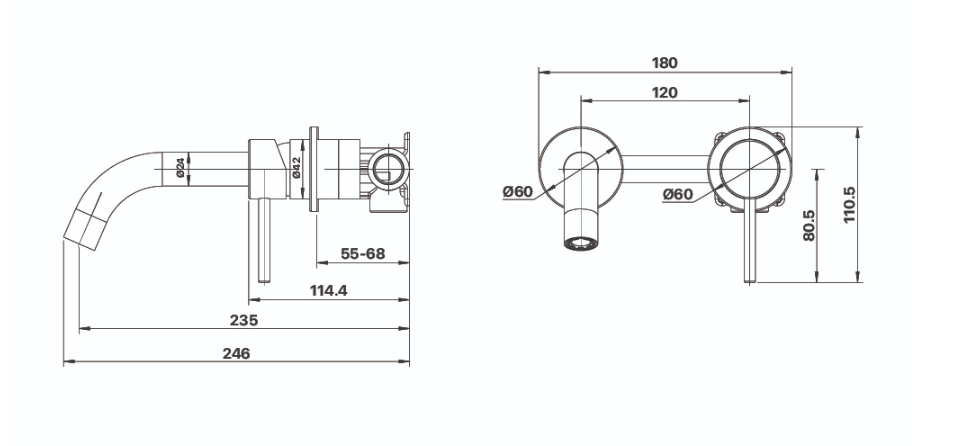 Anise Wall Mixer with Spout 180