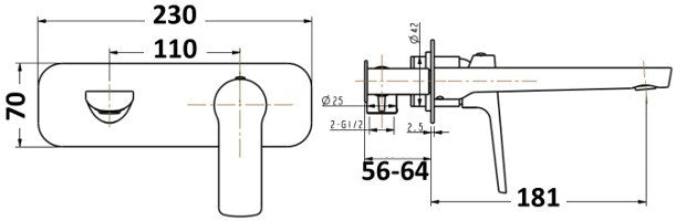 Akemi Wall Mixer with Spout