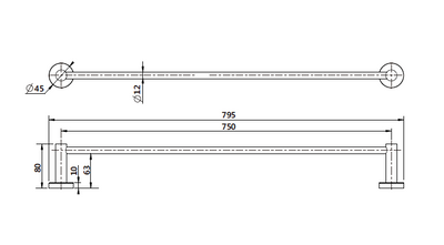 Mirage Single Towel Rail 750