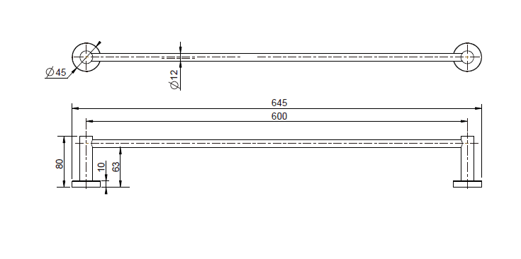 Mirage Single Towel Rail 600