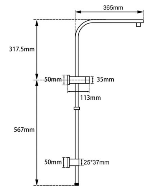 NR Square Shower Station w/o Shower Head and Handheld Shower 720