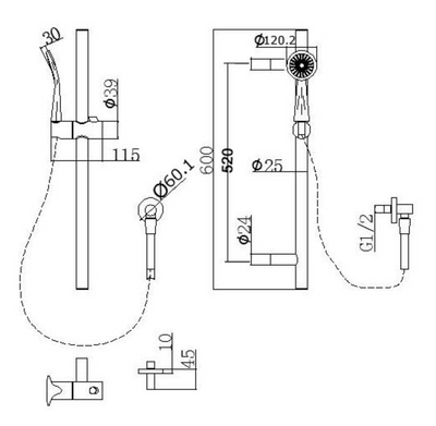 Pentro Hand Shower Rail Set