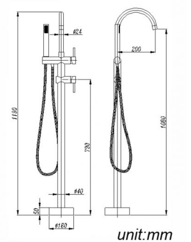 Lucid Free Standing with Handheld Shower 1000