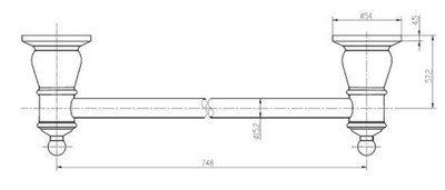 Pasadena Single Towel Rail 750