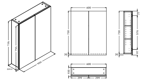 Florence Mirror Cabinet 600