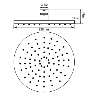 AQP Round ABS Rainfall Shower Head 230