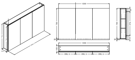 Florence Mirror Cabinet 1200