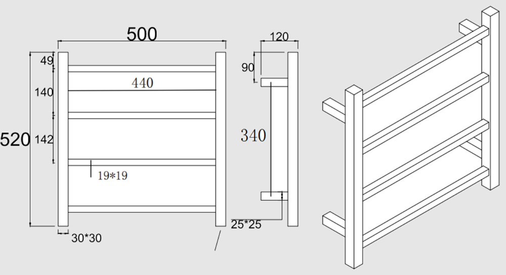 AQP Black Heated Towel Rail